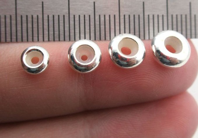 Sterling Silver Donut Spacer Beads  5 6 7 8 mm Beads Findings for Handmade Pure Fine Jewelry Making Wholesale Bulk