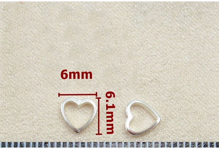 Cutout Heart Charm Pendant 6x6.1mm 925 Sterling Silver Findings for Handmade Jewelry Making Wholesale Bulk