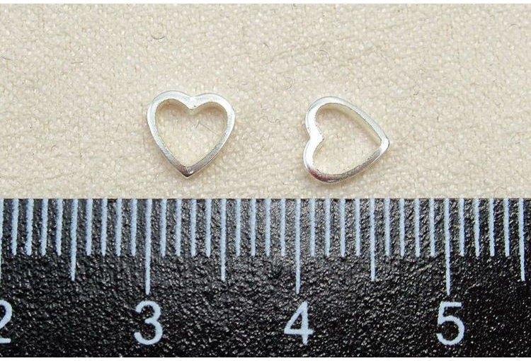 Cutout Heart Charm Pendant 6x6.1mm 925 Sterling Silver Findings for Handmade Jewelry Making Wholesale Bulk