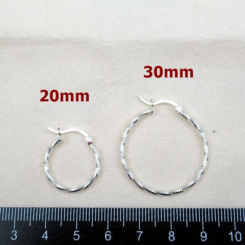 Sterling Silver Hoop Earrings 20 30 mm Earring Findings for Handmade Pure Fine Jewelry Making Wholesale Bulk