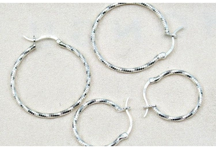 Sterling Silver Hoop Earrings 20 30 mm Earring Findings for Handmade Pure Fine Jewelry Making Wholesale Bulk