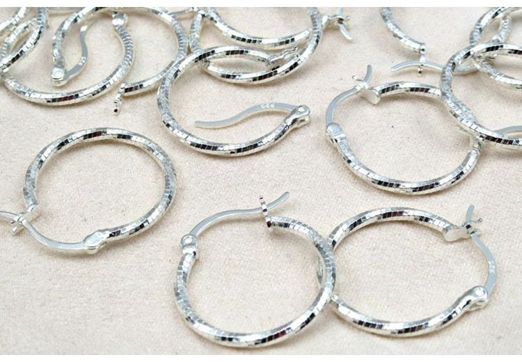 Sterling Silver Hoop Earrings 20 30 mm Earring Findings for Handmade Pure Fine Jewelry Making Wholesale Bulk