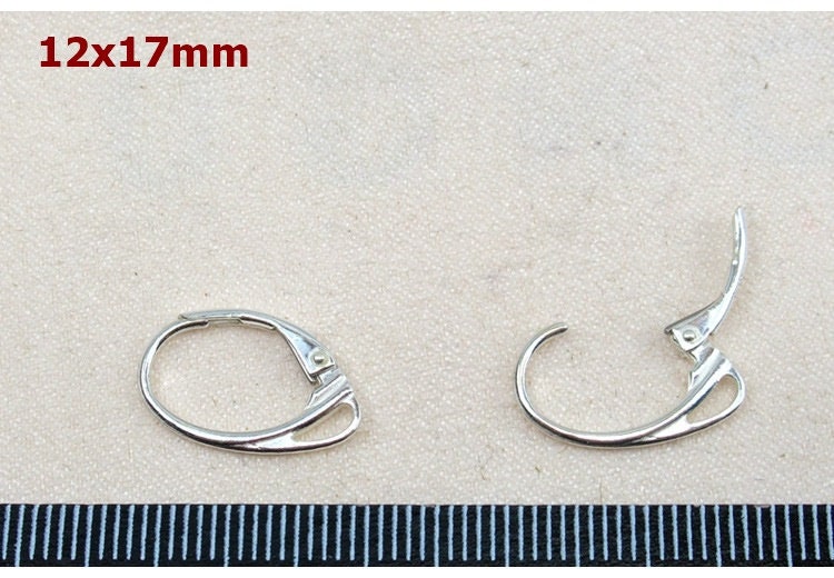 Sterling Silver Round Leverback Earring Wires Hooks 13.5mm Earring