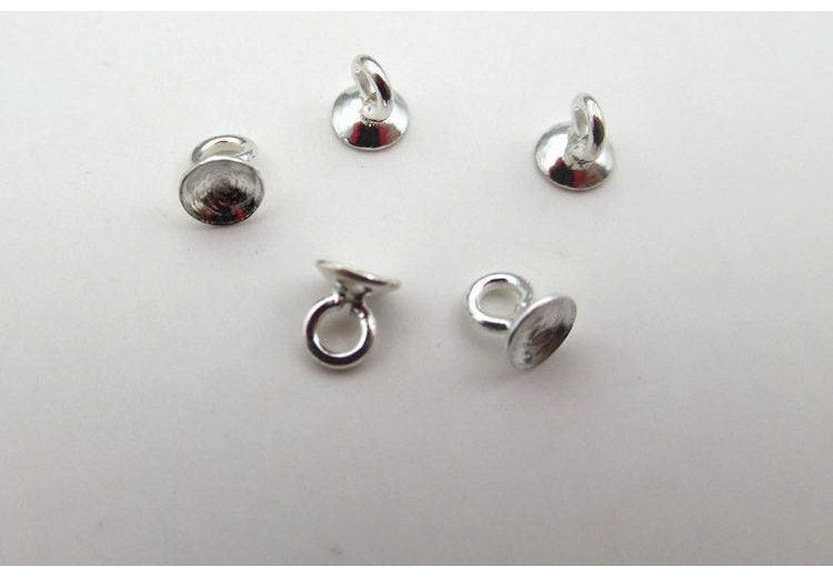 Sterling Silver Pearl Cup 3 4 mm Beads Findings for Handmade Pure Fine Jewelry Making Wholesale Bulk