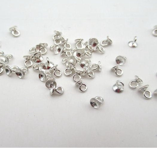 Sterling Silver Pearl Cup 3 4 mm Beads Findings for Handmade Pure Fine Jewelry Making Wholesale Bulk