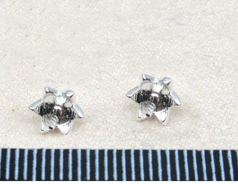 Sterling Silver Flower Bead Cap with Pin 7 mm Beads Findings for Handmade Pure Fine Jewelry Making Wholesale Bulk