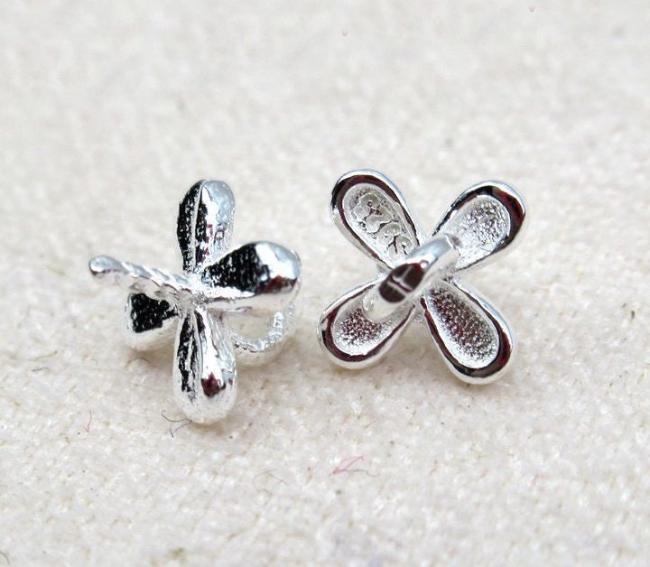 Sterling Silver Flower Cup and Peg Drop with Loop 6 mm Beads Findings for Handmade Pure Fine Jewelry Making Wholesale Bulk