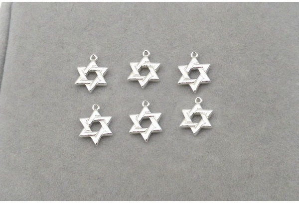 Sterling Silver 6 Point Star of David Charm Pendant 7mm Charm Findings for Handmade Pure Fine Jewelry Making Wholesale Bulk