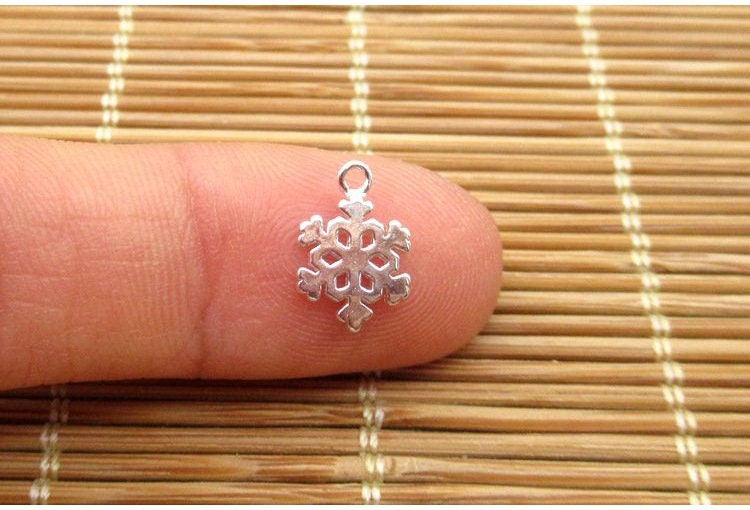 Sterling Silver Snowflake Charm Pendant 6mm Charms Findings for Handmade Pure Fine Jewelry Making Wholesale Bulk