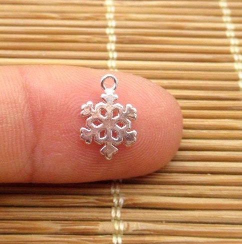 Sterling Silver Snowflake Charm Pendant 6mm Charms Findings for Handmade Pure Fine Jewelry Making Wholesale Bulk