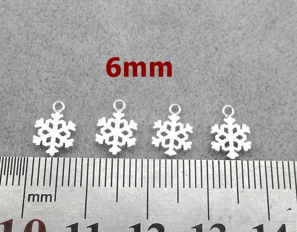 Sterling Silver Snowflake Charm Pendant 6mm Charms Findings for Handmade Pure Fine Jewelry Making Wholesale Bulk