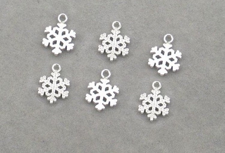 Sterling Silver Snowflake Charm Pendant 6mm Charms Findings for Handmade Pure Fine Jewelry Making Wholesale Bulk