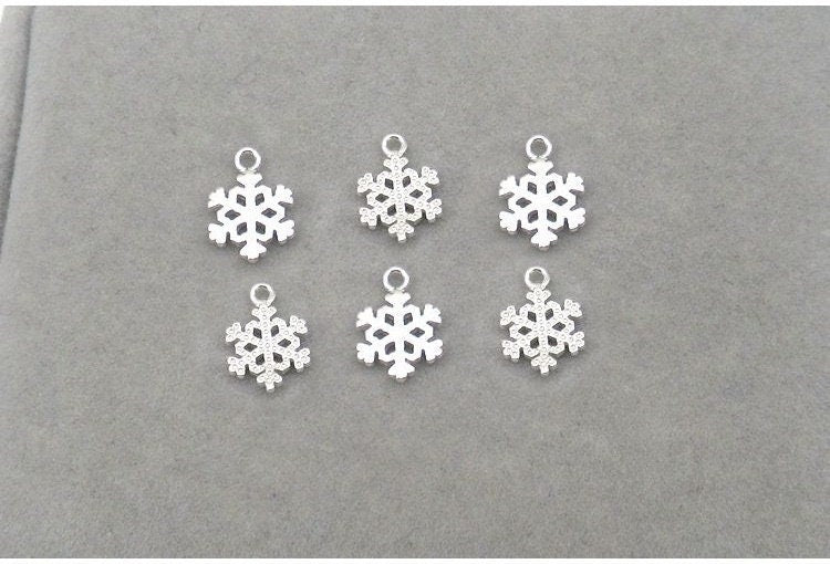 Sterling Silver Snowflake Charm Pendant 6mm Charms Findings for Handmade Pure Fine Jewelry Making Wholesale Bulk