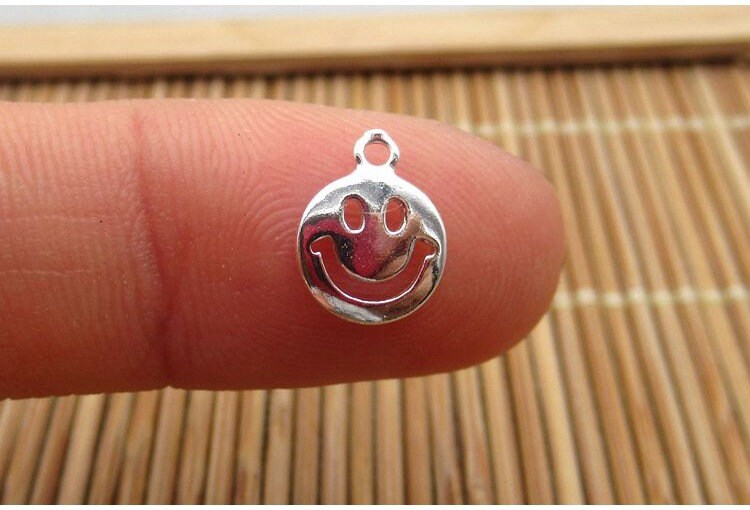 Sterling Silver Smile Charm Pendant 6mm Charms Findings for Handmade Pure Fine Jewelry Making Wholesale Bulk