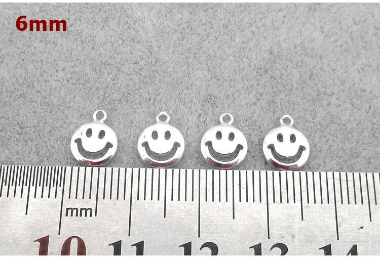 Sterling Silver Smile Charm Pendant 6mm Charms Findings for Handmade Pure Fine Jewelry Making Wholesale Bulk