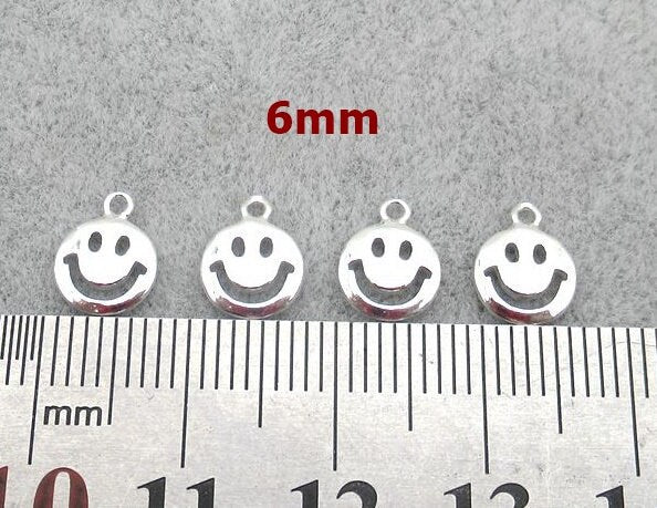 Sterling Silver Smile Charm Pendant 6mm Charms Findings for Handmade Pure Fine Jewelry Making Wholesale Bulk