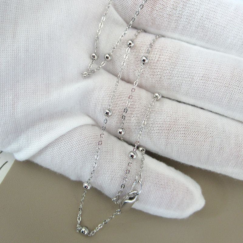 Dainty Beaded Satellite Chain Necklace 50 cm 925 Sterling Silver Findings for Handmade Pure Fine Jewelry Making Wholesale Bulk