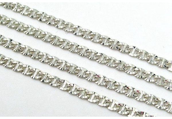 Flat Mariner Link Chain 3 mm Sterling Silver by 10 cm Findings for Handmade Pure Fine Jewelry Making Wholesale Bulk