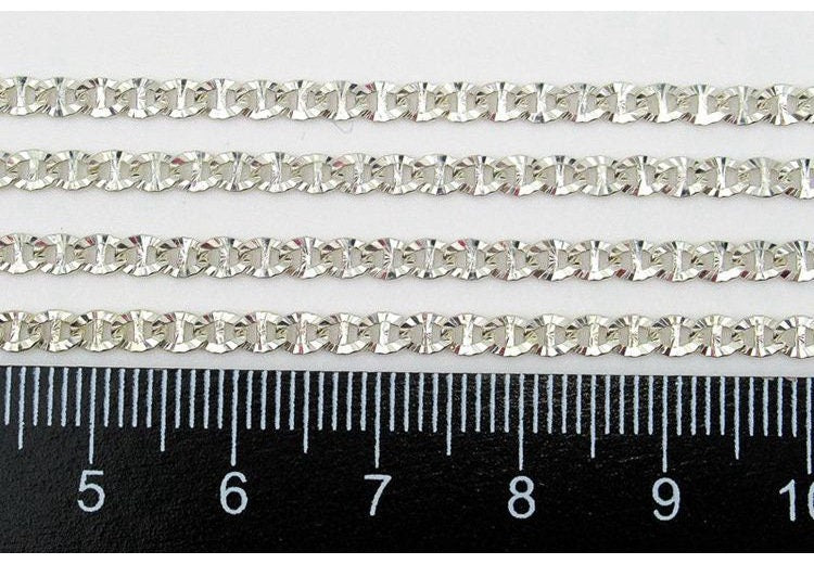 Flat Mariner Link Chain 3 mm Sterling Silver by 10 cm Findings for Handmade Pure Fine Jewelry Making Wholesale Bulk