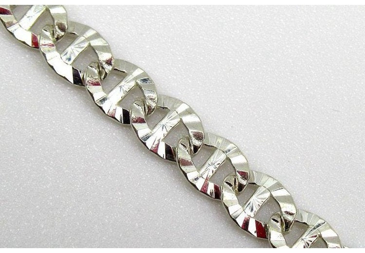 Flat Mariner Link Chain 3 mm Sterling Silver by 10 cm Findings for Handmade Pure Fine Jewelry Making Wholesale Bulk