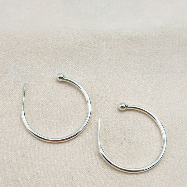 Sterling Silver Ball Hoop Earrings 25 mm Earring Findings for Handmade Pure Fine Jewelry Making Wholesale Bulk