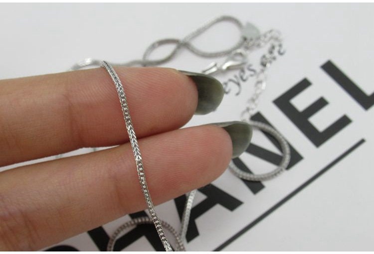 Sterling Silver Wheat Chain Neclace with Clasp 45cm Chain Findings for Handmade Pure Fine Jewelry Making Wholesale Bulk