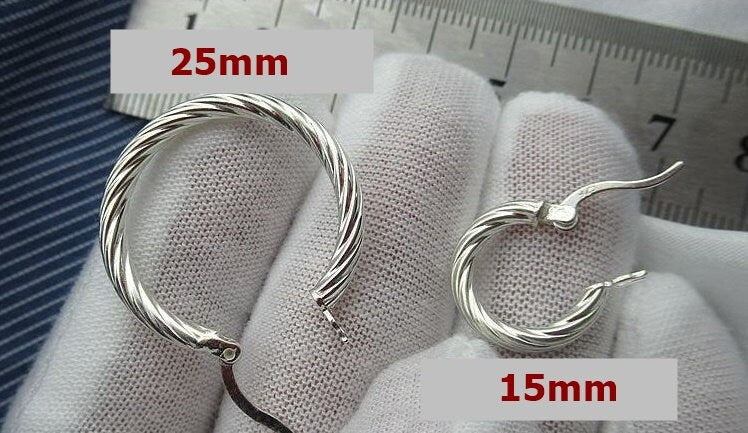 Sterling Silver Hoop Earrings 15 25mm Earring Findings for Handmade Pure Fine Jewelry Making Wholesale Bulk