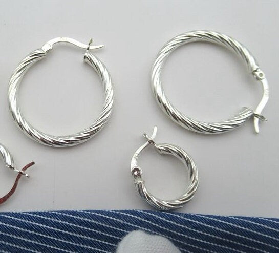 Sterling Silver Hoop Earrings 15 25mm Earring Findings for Handmade Pure Fine Jewelry Making Wholesale Bulk