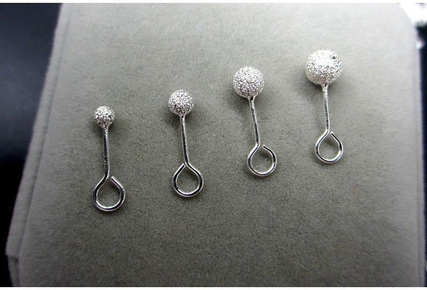 Sterling Silver Ball Earring Stud Posts with Open Loop 3 4 5 6 mm Earring Findings for Handmade Pure Fine Jewelry Making Wholesale Bulk