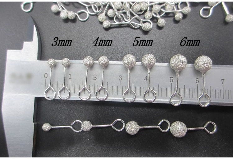 Sterling Silver Ball Earring Stud Posts with Open Loop 3 4 5 6 mm Earring Findings for Handmade Pure Fine Jewelry Making Wholesale Bulk