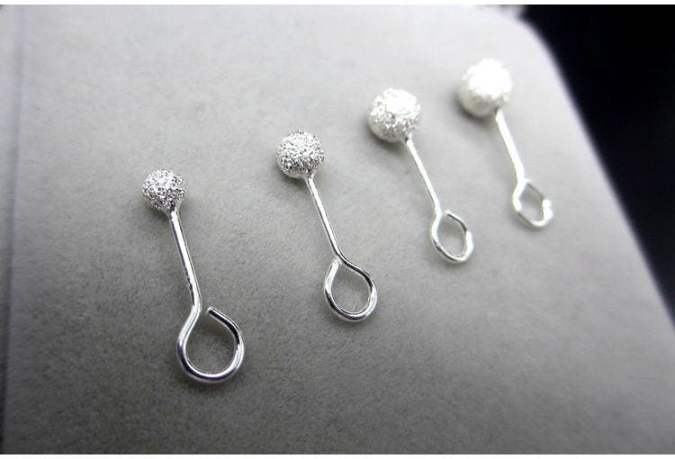 Sterling Silver Ball Earring Stud Posts with Open Loop 3 4 5 6 mm Earring Findings for Handmade Pure Fine Jewelry Making Wholesale Bulk