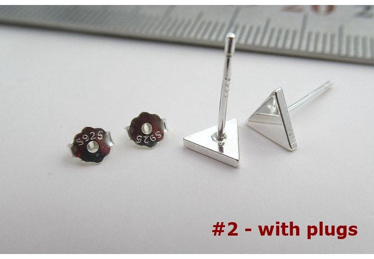 Sterling Silver Triangle Head Earrings Sticks Studs Findings 5.8x6.6mm Earring Findings for Handmade Pure Fine Jewelry Making Wholesale Bulk