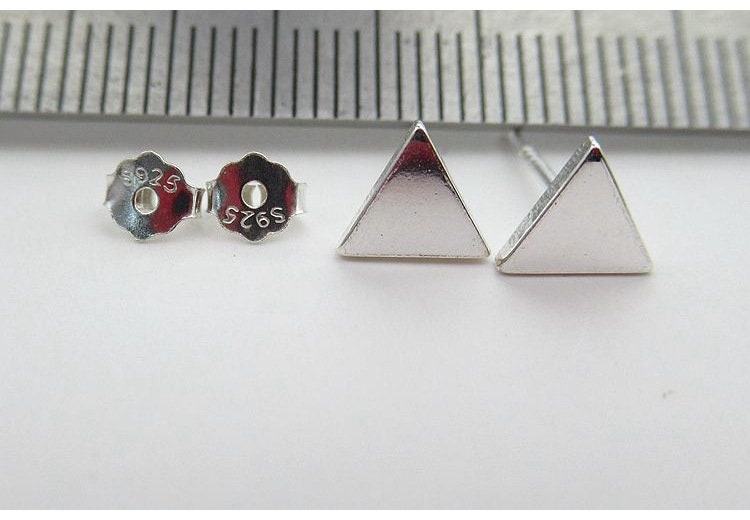 Sterling Silver Triangle Head Earrings Sticks Studs Findings 5.8x6.6mm Earring Findings for Handmade Pure Fine Jewelry Making Wholesale Bulk