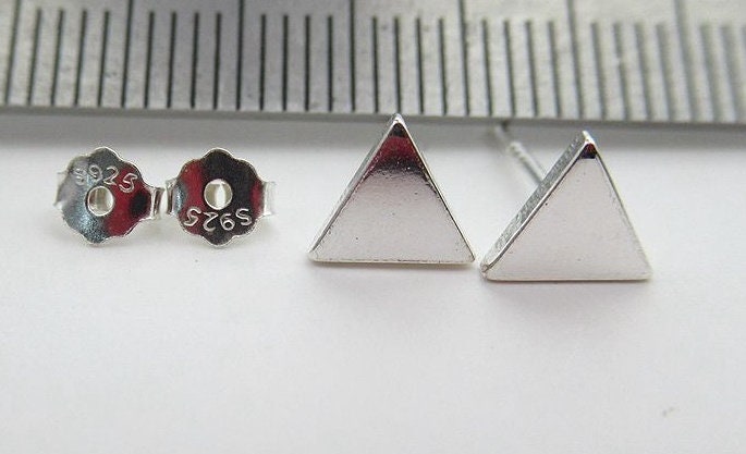 Sterling Silver Triangle Head Earrings Sticks Studs Findings 5.8x6.6mm Earring Findings for Handmade Pure Fine Jewelry Making Wholesale Bulk