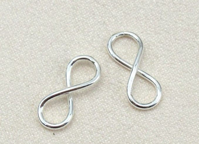 Infinity Sign Charm 925 Sterling Silver 5/8" 2.9x16mm Pendant Connector Figure 8 Number Eight Symbol Love Knot Findings for Jewelry Making