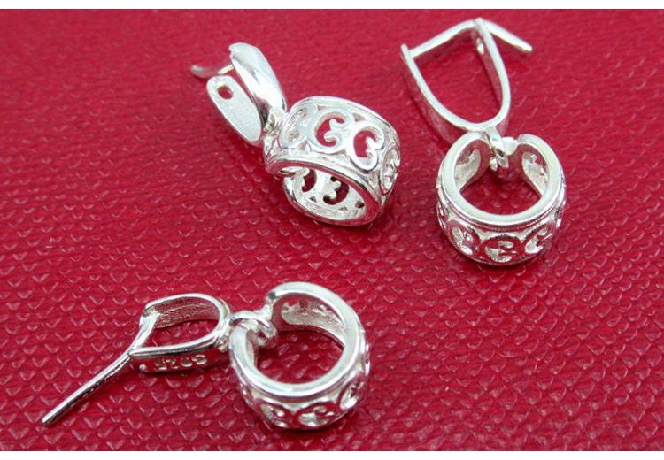 Sterling Silver Pinch Bail 3x3; 3.7x3.7; 5x6mm Pendant Findings for Handmade Pure Fine Jewelry Making Wholesale Bulk