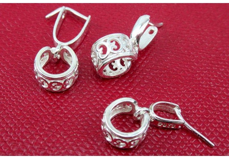 Sterling Silver Pinch Bail 3x3; 3.7x3.7; 5x6mm Pendant Findings for Handmade Pure Fine Jewelry Making Wholesale Bulk