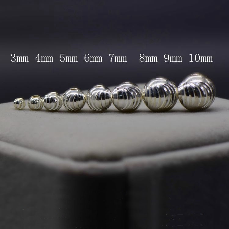 Sterling Silver Round Spacer Beads  3 4 5 6 7 8 9 10 mm Beads Findings for Handmade Pure Fine Jewelry Making Wholesale Bulk