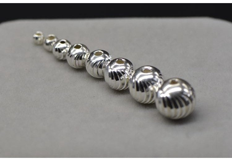 Sterling Silver Round Spacer Beads  3 4 5 6 7 8 9 10 mm Beads Findings for Handmade Pure Fine Jewelry Making Wholesale Bulk