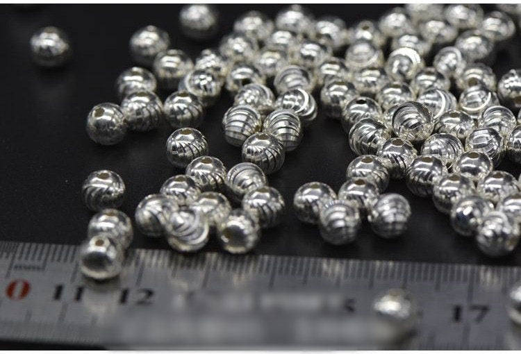 Sterling Silver Round Spacer Beads  3 4 5 6 7 8 9 10 mm Beads Findings for Handmade Pure Fine Jewelry Making Wholesale Bulk