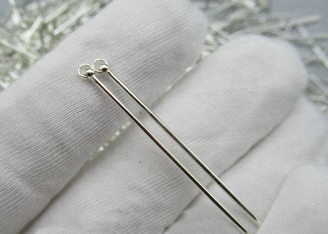 Sterling Silver Earring Wire with Ball 4.2 cm Earring Findings for Handmade Pure Fine Jewelry Making Wholesale Bulk