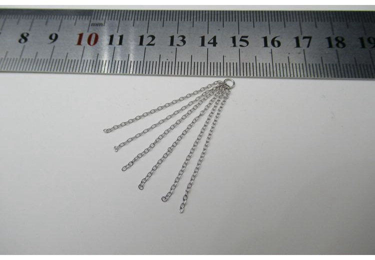 Sterling Silver Cable Chain Tassel with Jump Ring 42mm Earring Findings for Handmade Pure Fine Jewelry Making Wholesale Bulk