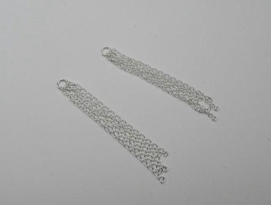 Sterling Silver Cable Chain Tassel with Jump Ring 42mm Earring Findings for Handmade Pure Fine Jewelry Making Wholesale Bulk