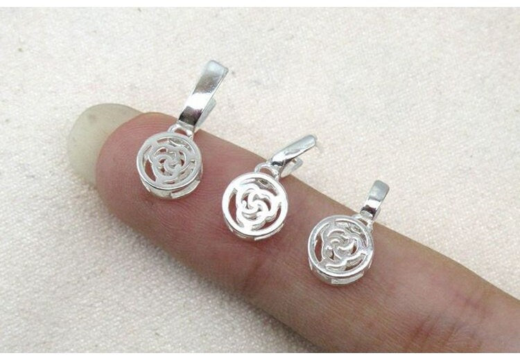 Sterling Silver Pinch Bail 3x3; 3.7x3.7; 5x6mm Pendant Findings for Handmade Pure Fine Jewelry Making Wholesale Bulk