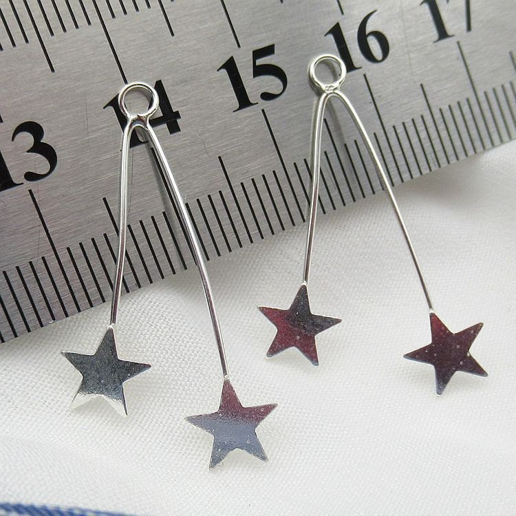 Star Earring Charm Pendant 30mm 925 Sterling Silver DIY Findings for Handmade Jewelry Making Wholesale Bulk