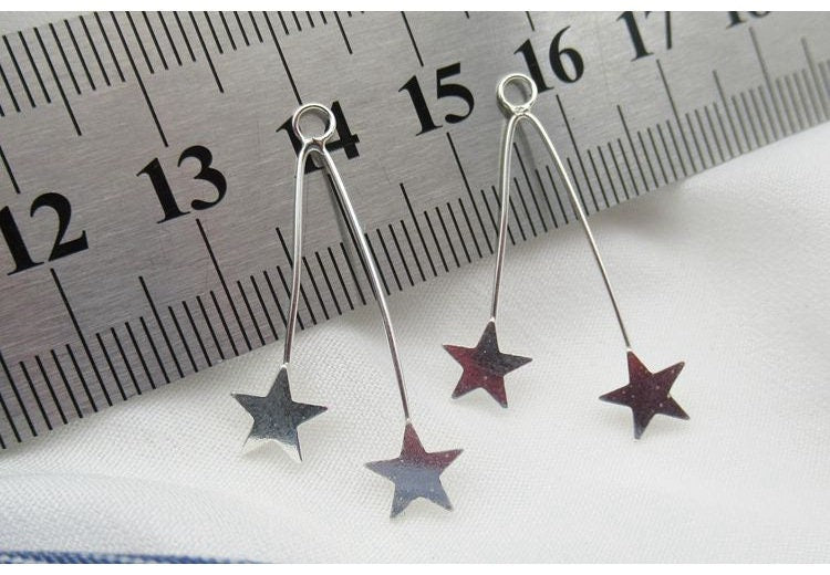 Star Earring Charm Pendant 30mm 925 Sterling Silver DIY Findings for Handmade Jewelry Making Wholesale Bulk