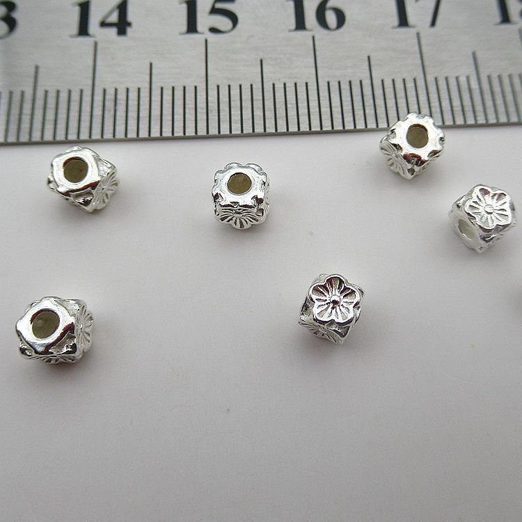 Sterling Silver Cube Spacer Beads 4mm Bracelet Findings for Handmade Pure Fine Jewelry Making Wholesale Bulk