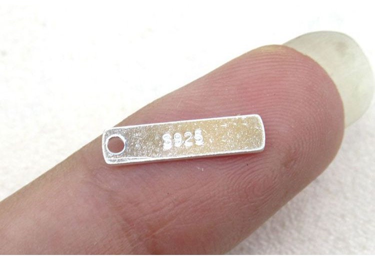 Rectangle Stamping Blank Tag Charm Pendant 14mm 925 Sterling Silver Findings for Handmade DIY Jewelry Making Wholesale Bulk