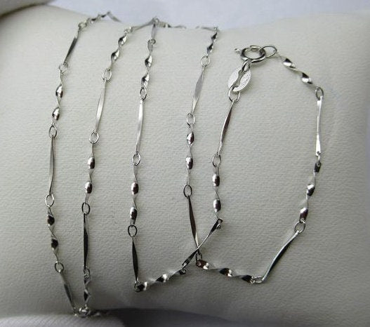 Twisted Bar Chain Necklace Spring Ring Buckle 45cm Sterling Silver Findings for Handmade Pure Fine Jewelry Making Wholesale Bulk