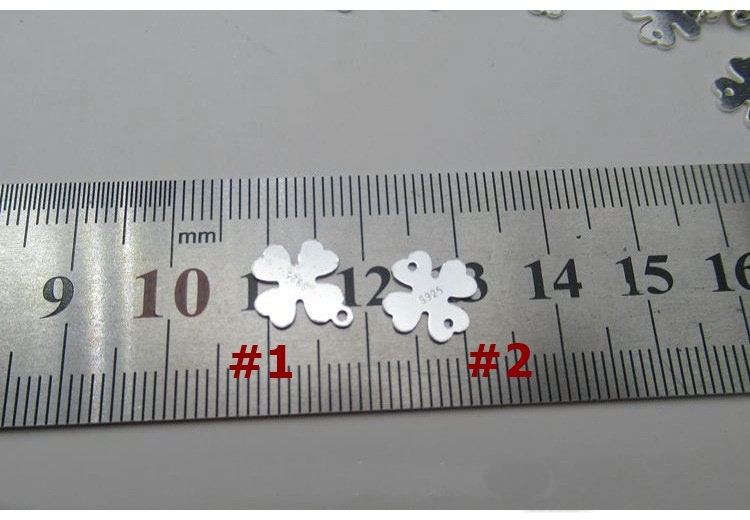Sterling Silver Clover Stamping Blank Tag Charm Pendant 10mm Charms Findings for Handmade Pure Fine Jewelry Making Wholesale Bulk